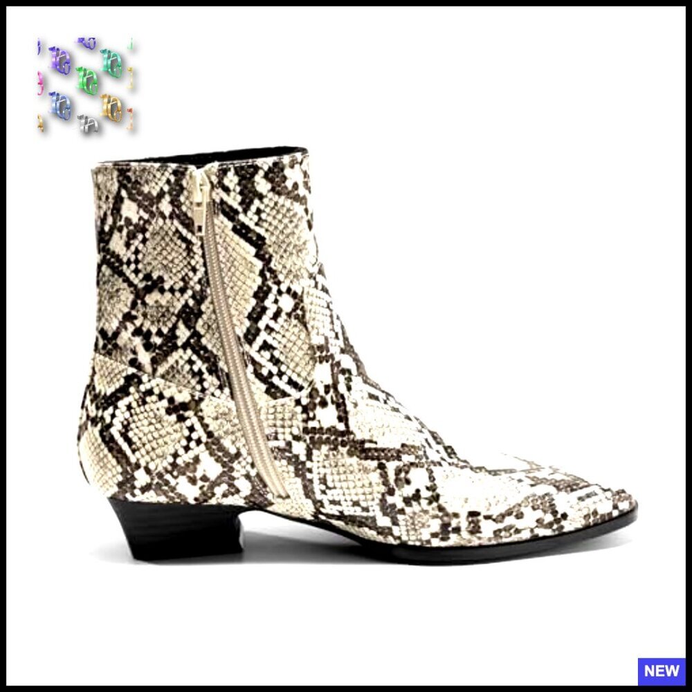 Chunky Heel Ankle Boots Square Toe Side Zipper Dressy Fall Booties Retro - Picture 5 of 6